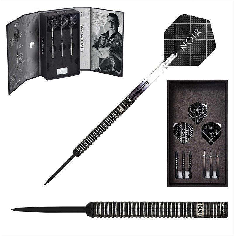 thumbnail image 2 of Unicorn Noir Gary Anderson Phase 5 90% Black Tungsten 18g Soft Tip Darts Set 2 of 14
